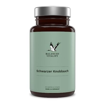 Balanced Vitality Schwarzer Knoblauch - 270 vegane Kapseln für 9 Monate – Geruchsfrei - ohne Zusatzstoffe – laborgeprüft – Made in Germany  