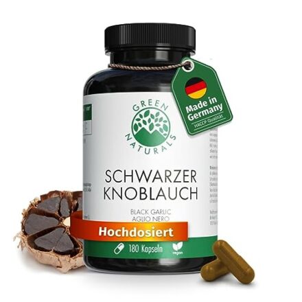 Schwarzer Knoblauch | hochdosiert 750 mg | 11250 mg Tagesdosis | 15:1 Extrakt | vegan | Ohne Zusätze | Green Naturals®  