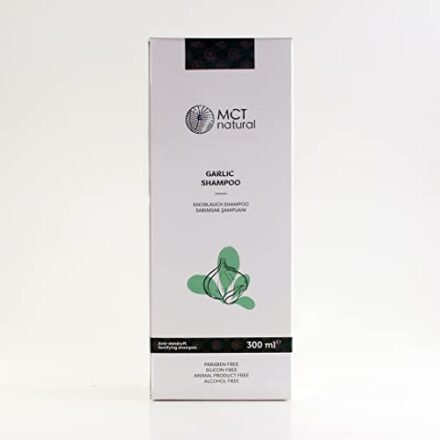 MCT natural | Knoblauch Shampoo 300ml | naturrein | 11 Pflanzenextrakt | Vitamin B3 + H + B5 | Weizenprotein | Für schwaches, lebloses und ausfallendes Haar | Anti-Schuppen  