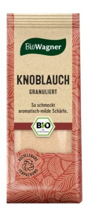BioWagner - Bio Knoblauch granuliert | perfekt zu Dips, Grillfleisch oder Kartoffelgerichten | naturbelassene Bio-Zutaten | recyclebare Verpackung | 60 g  