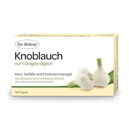 Dr. Böhm Knoblauch nur 1 Dragee täglich, 30 Dragees: Nahrungsergänzungsmittel für Herz, Gefäße und Cholesterinspiegel, mit Knoblauch-Extrakt  