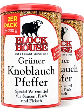 Block House Knoblauchpfeffer mit weissem Pfeffer 2x 200g - Gewürzmischung in Restaurantqualität  